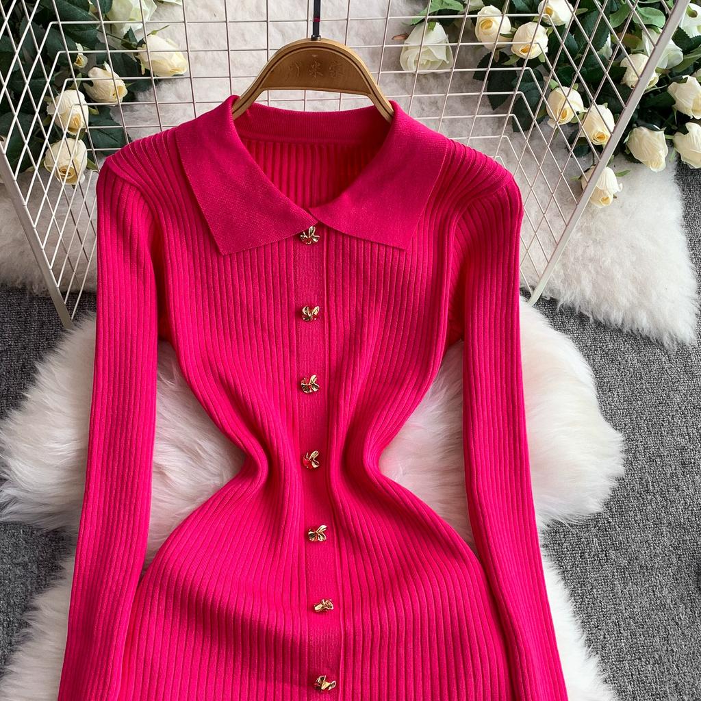Autumn Winter Women Brand Designer Runway Party Dresses Full Sleeve Knitted Sweater Long Midi Pullover Fishtail Dress