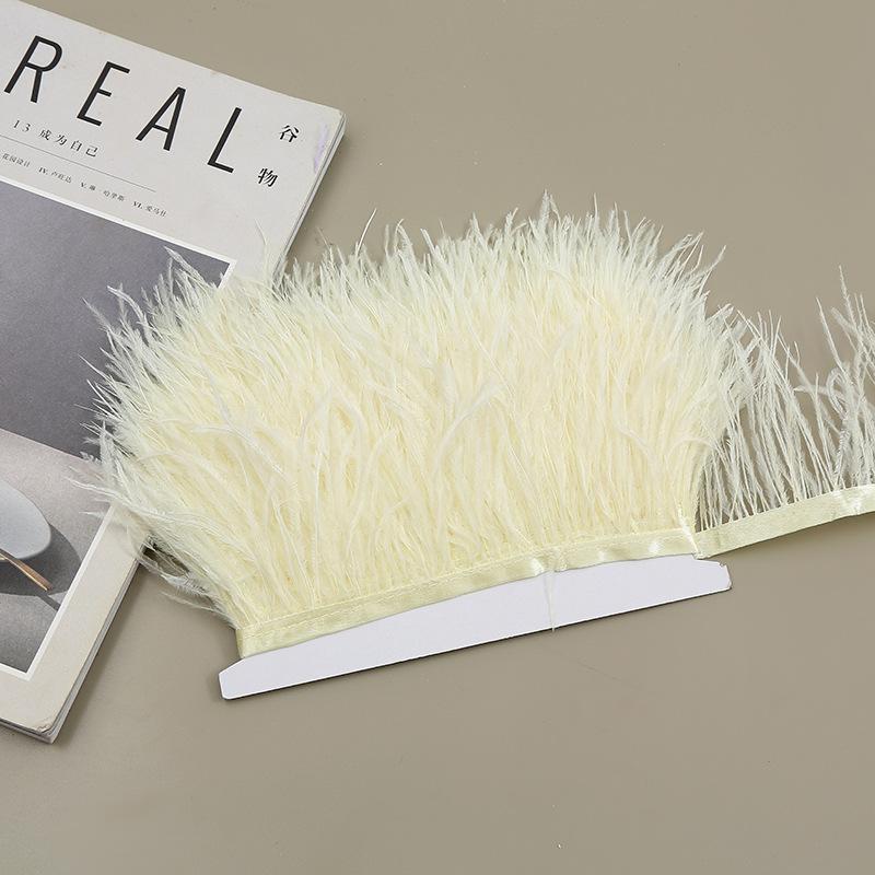 Color 8-10 Cm Ostrich Hair Cloth Edge Clothing Cuffs Hem Ostrich Feather Strips Cloth With Accessories Lace