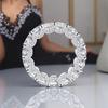 White Zircon Full Stone Wheel Ring Luxury Crystal Small Round Engagement Rings For Women Charm CopperColor Wedding Band Jewelry
