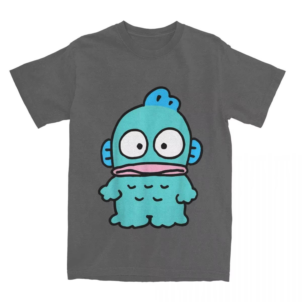 

Футболка Hangyodon спереди и сзади для мужчин и женщин, 100% хлопок, юмористическая футболка с круглым вырезом, футболка с коротким рукавом, одежда 4XL 5XL 4XL