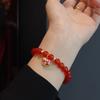 Natural Agate Bracelet, Round Bead Pony Pendant, Bracelet, Female Simple Handmade Elastic Rope Design Bracelet. Fashion Women Daily Jewelry Lucky Gift