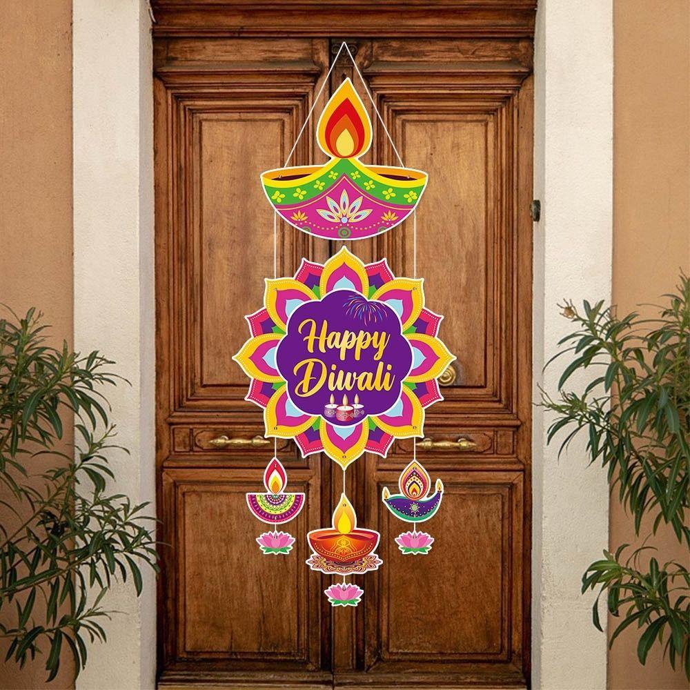 Mode DIY Diwali Dörrhänge Hängen Papper Glad Diwali Väggdekorationer Diwali Hängande Prydnad Deepavali Festival