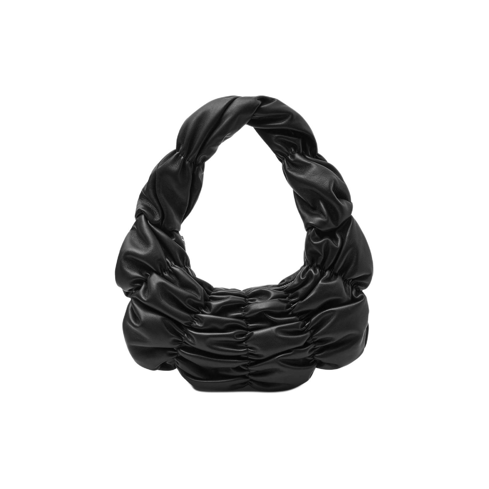 Cos Gathered Texture Zipper Closure Lambskin Crescent Bag Women Shoulder Bag Black 1221889001 Black