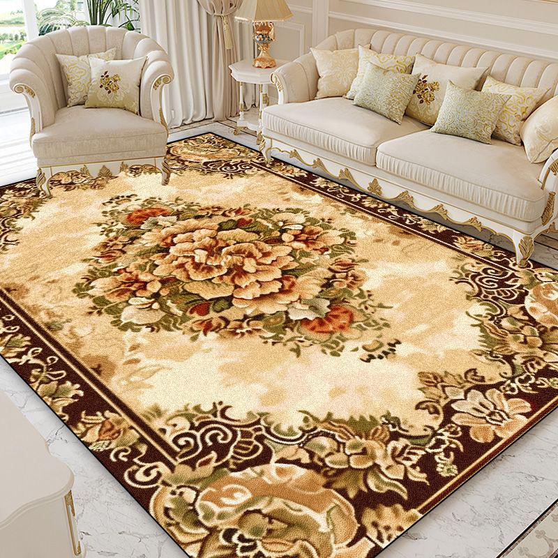 European Style Home Decoration Rugs Living Room Retro Flower Carpet Hall Sofa Large Area Rug Non-slip Room Doorway Soft Foot Mat