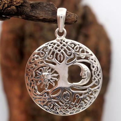 Silver Charm Pendant, Handmade Jewelry, Sun & Moon Pendant, Gifts For Her