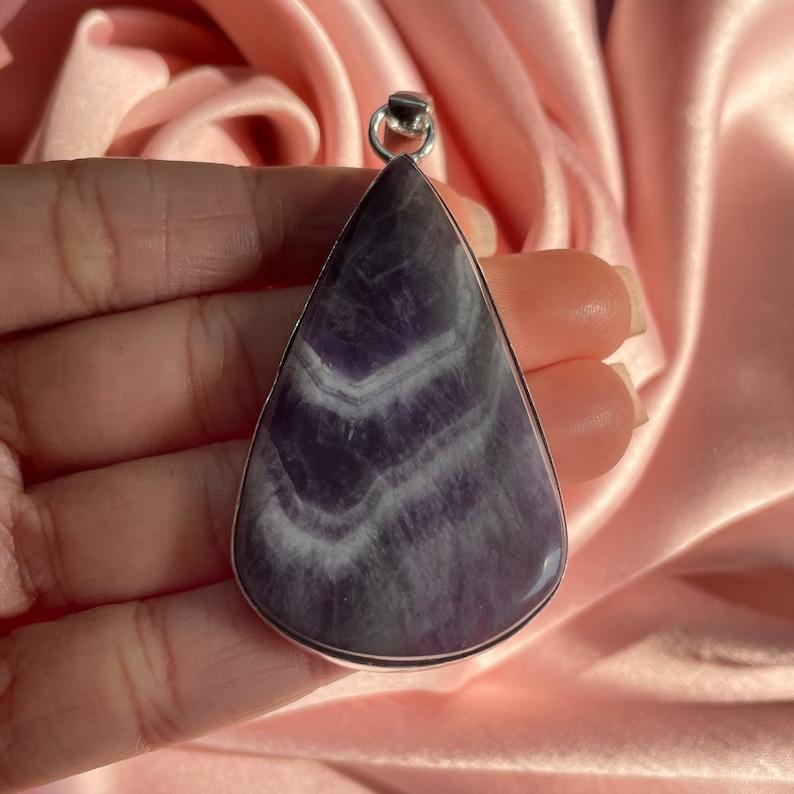 Pear Cut Amethyst Pendant With Silver Chain Necklace 925 Sterling Silver Pendant