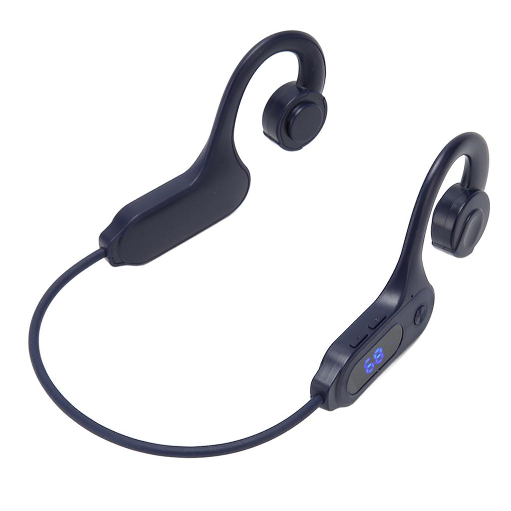 Bone Conduction Headphones Bluetooth 5.3 LED Digital Display IPX5 Waterproof Wireless Earphones for Sports Blue