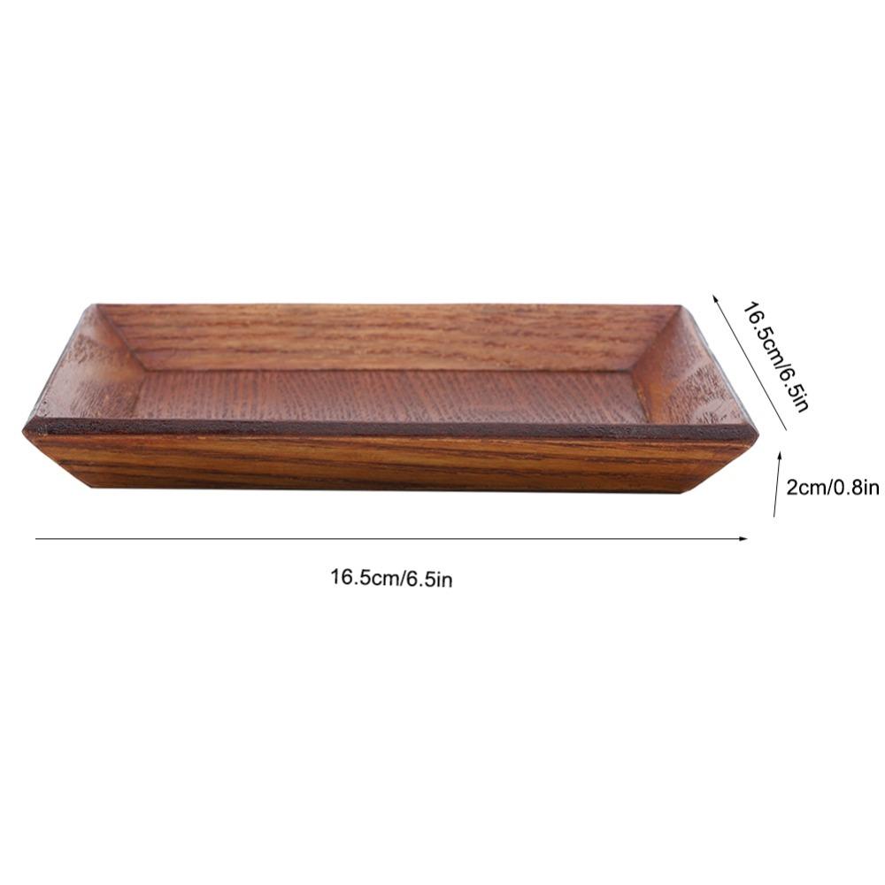 Solid Wood Snack Plate Regular Square Pastry Tray Stackable Serving Saucer Food Serving