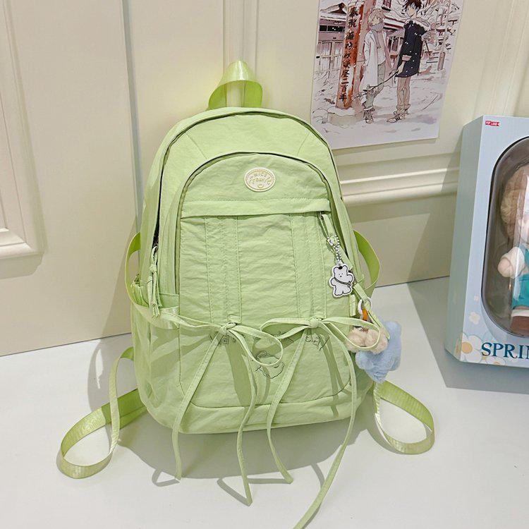 Korean Style Women's Casual Nylon Backpack - Cute, Large Capacity, Solid Color, Fresh Design, Small Laptop Compatible
