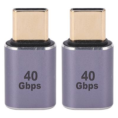 2 Stück Mini-USB-C-Adapter, 40 Gbit/s, gerades Gehäuse aus Legierung, Typ-C-Stecker auf Typ-C-Buchse, Adapterstecker