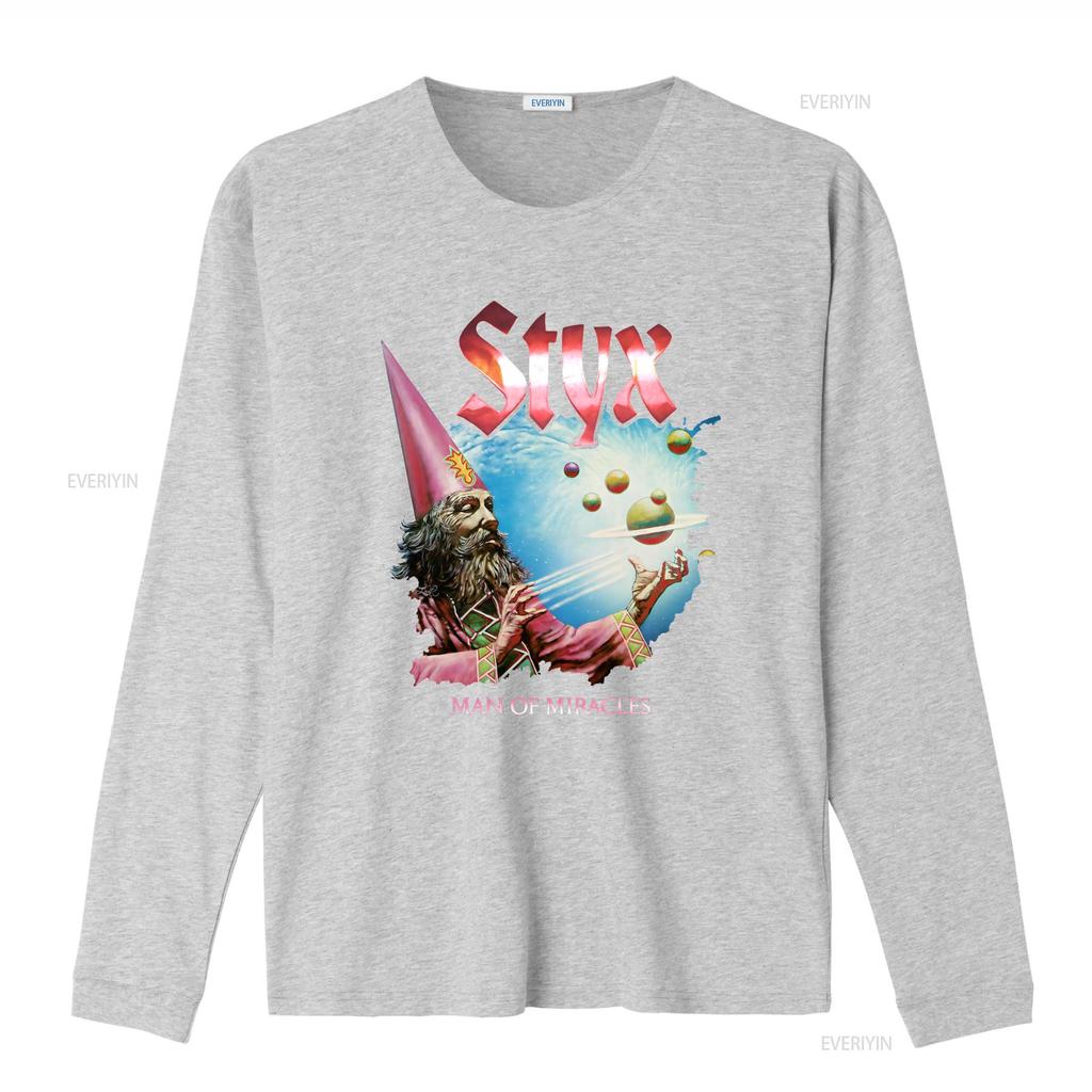 Vintage Styx Rock Band Unisex of Miracles Wizard Print Casual T Shirt vintage Washed fashion Breathable graphic streetwear