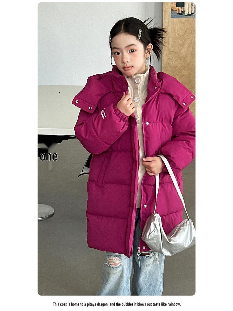 2025 Wintermantel im koreanischen Stil, mittellang, wattiert, aus Baumwolle, für Jungen und Mädchen