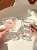 Cute Bow Handle Glass Cup Flower Shaped Wine Champagne Cocktail Glass Goblet Cup Dessert Bows
