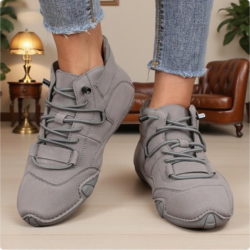 Women Ankle Boots Trendy Color Block Leather Fashion Brand Sneakers Retro Anti Slip Comfortable High Top Motorcycle Women Boots
