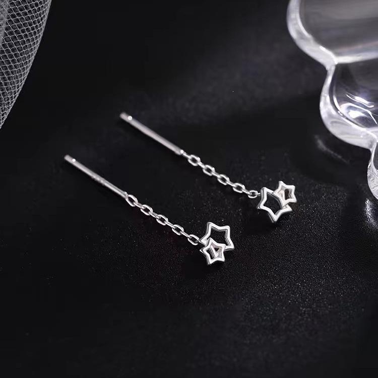 2024 Trendy High-End Sterling Silver Star Threader Earrings for Women
