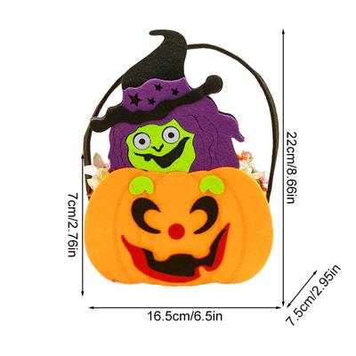 1PC Tela No Tejida Portátil con Asa Decoración de Halloween Calabaza 3D Bolsa de Caramelos Truco o Trato Linda