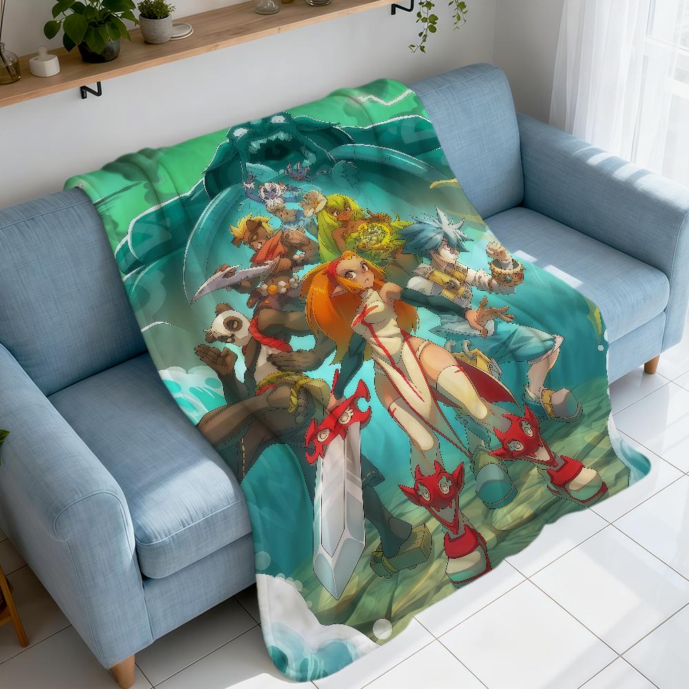 Game Cute Funny Art Cool W-Wakfu Blanket Warm Soft Plush Blanket Sofa Living Room Nap Home Bedroom Travel Gift Flannel Pet Hogar