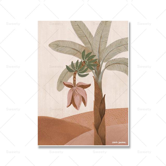 Eucalyptus Art Print Ocean Panda Oil Painting Poster Boho Banana Flower Wall Picture