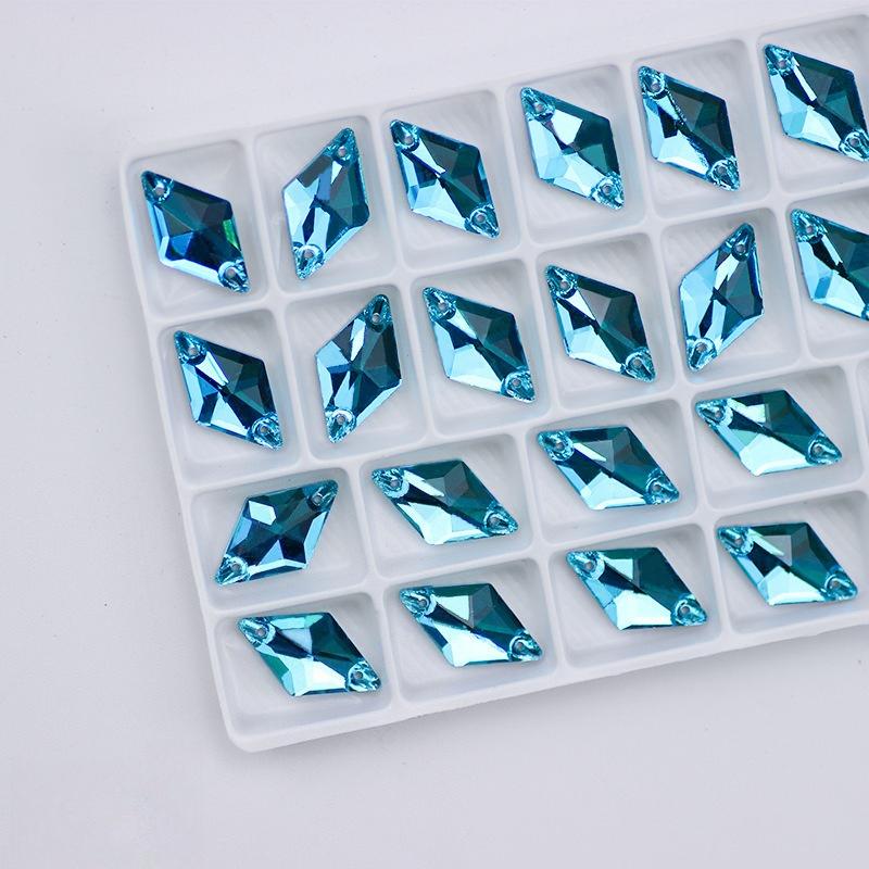 High Quality Rhombus Glass Crystal Sew On Rhinestones Strass Stone With Two Holes,DIY/clothing Accessories 1.1x1.9cm 28pcs