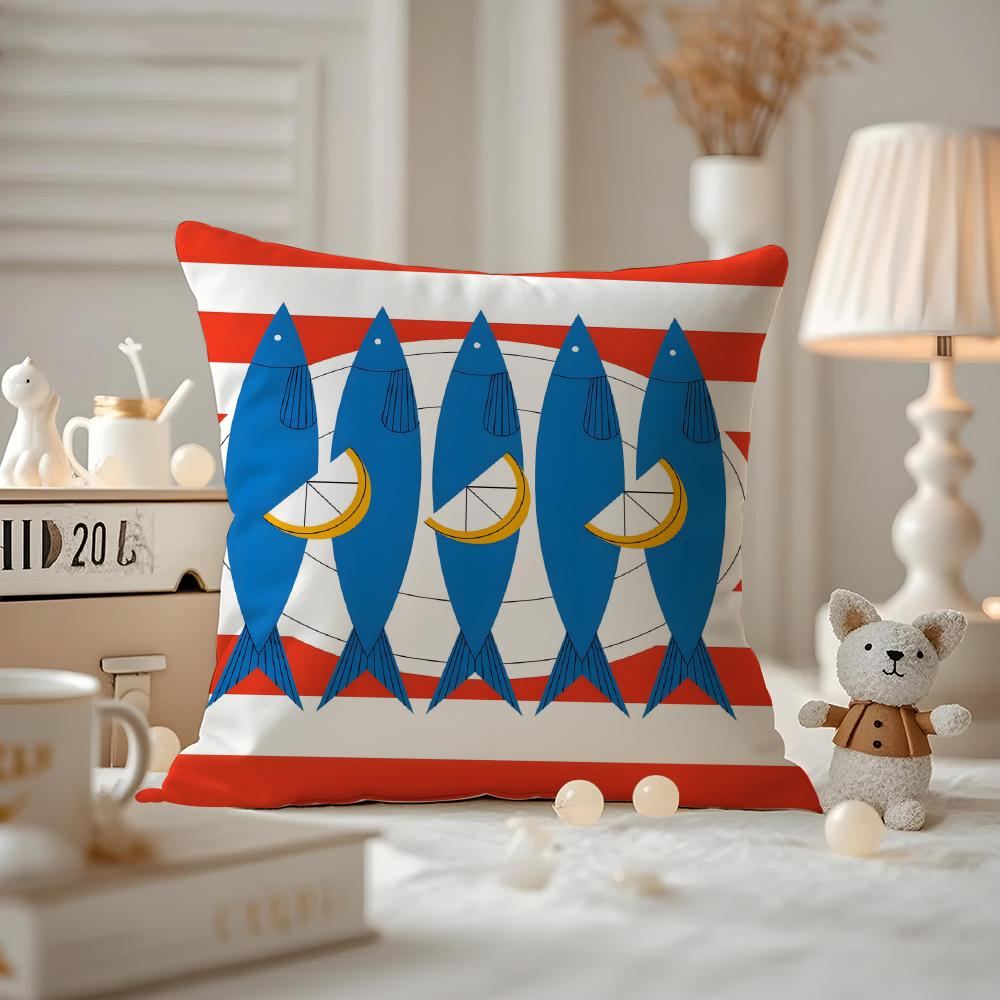 Food Illustration Cushion Cover Anti-dustmite Pillowcase Invisible Zipper Silky Short Plush Sofa Cushion Cover