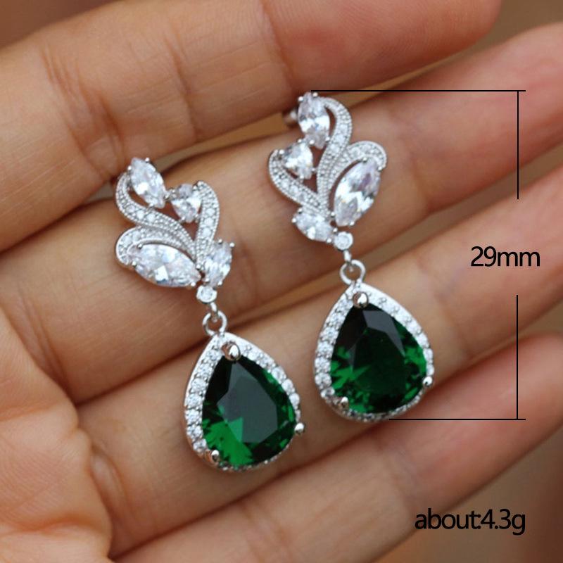 Cao Shi Exquisite AAA Teardrop Zircon Earrings: European & American Fashion Pear-Shaped Women's Earrings.