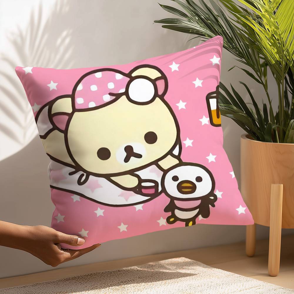 Cute Cartoon Rilakkuma Pillow Case Plush Fabric Soft  Pillowcase Double Sided Print Cushion Cover Household Gifts