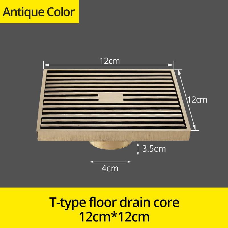 Shower Drains 12*12cm Square Bath Drains Strainer Hair Antique Brass Art Carved Bathroom Floor Drain Waste Grate Drain 811529F
