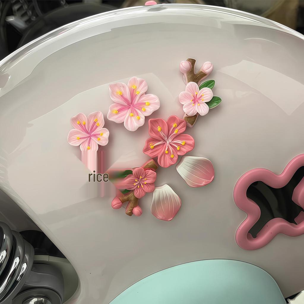 Süßer 3D-Blumenaufkleber für Elektrofahrzeuge & Motorraddekoration - Passt für Ninebot, Aima, Yadea
