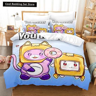 Lankybox Foxy Boxy Bedding Sets Single Twin Full Queen King Size Bed Linen Kids Girls Bedroom Decor Cartoon Duvet Cover Set Gift
