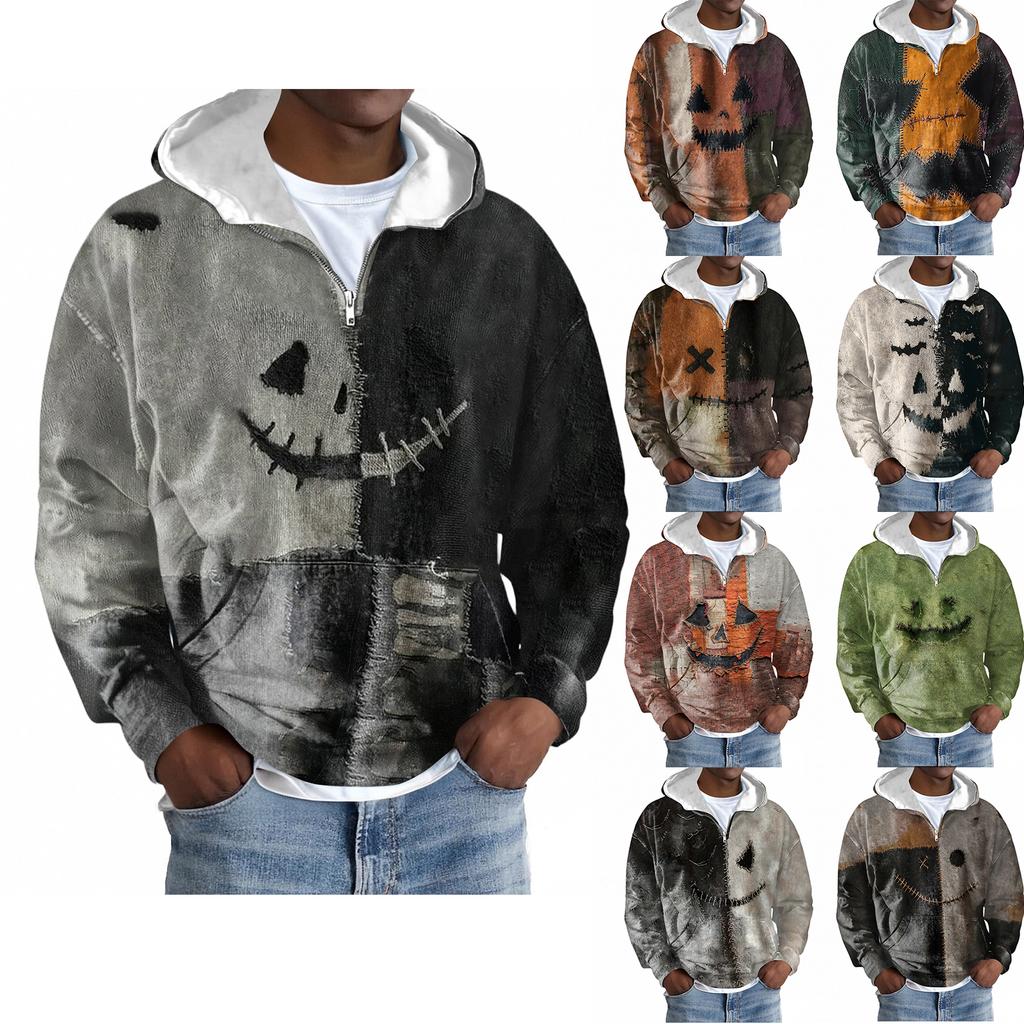 Men Zipper With Pockets Vintage Hoodies Casual Sweatshirts Lightweight