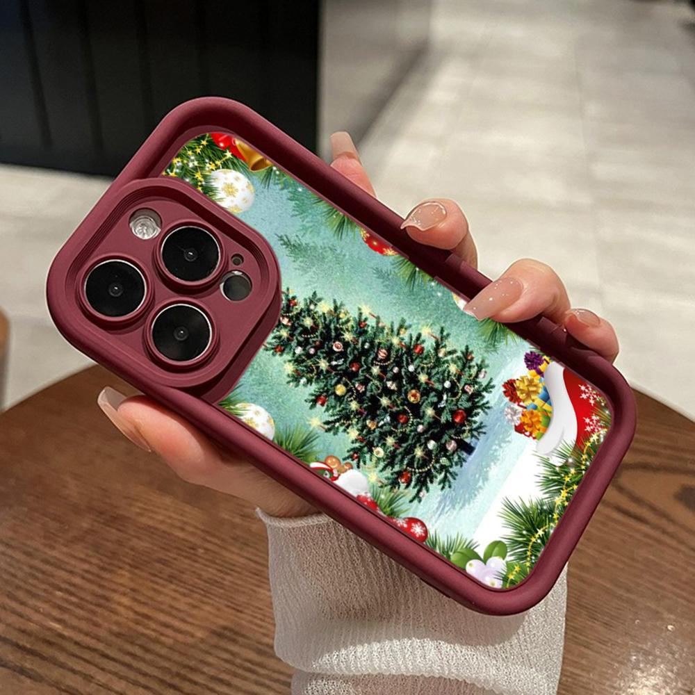 Ae121 Merry Christmas Santa design art Phone Cases for iPhone 16 14 13 11 Pro Max 15 7 8 6 Plus 12 mini XR XS Max SE Angel Eye Ladder Protective Cover