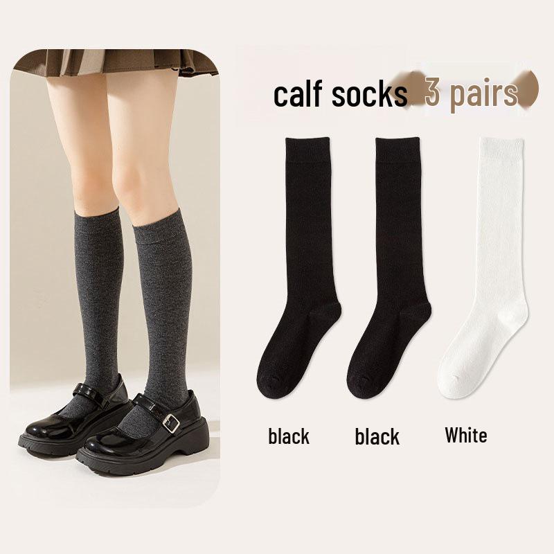 JK Style Over-the-Knee Calf Socks - Women's Autumn Winter Cotton Sweat-Absorbent Slimming Micro-Pressure Long Socks
