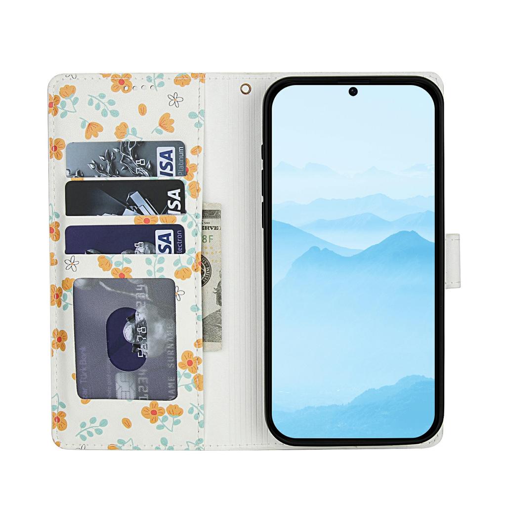 For Google Pixel 10 Pro XL /9 Pro XL Wallet Case Rhombic Floral Design Leather Flip Phone Cover with Strap