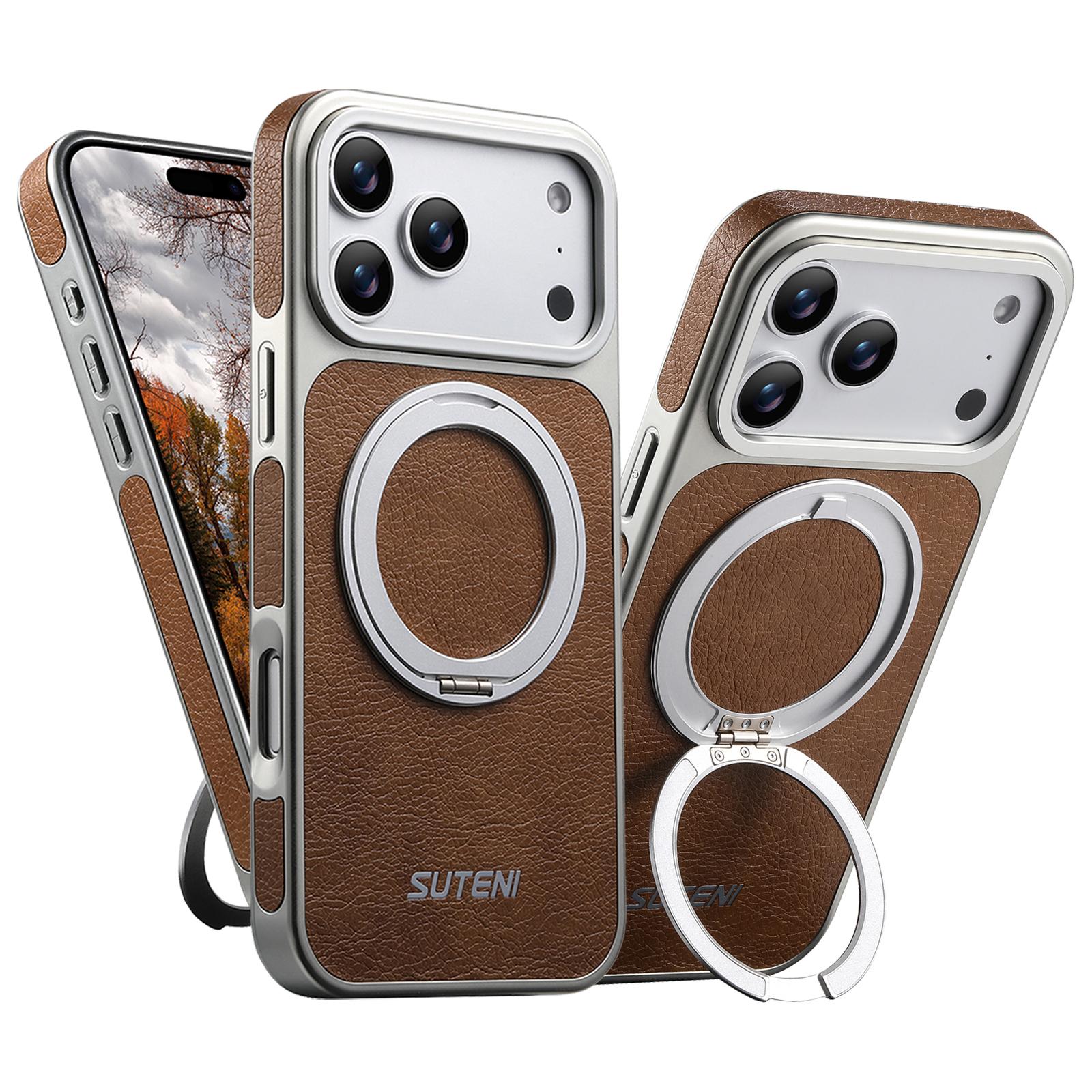 

Rotating Magnetic Ring Holder Texture Pattern Leather Phone Case For iPhone 17 Pro Max 16 Plus 15 14 13 Silver Plating Cover iPhone 15 Pro Max хакі