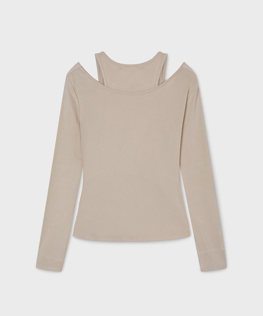 WHO.A.U Layered Off-Shoulder Long-Sleevet-Shirt/Whlag1181F