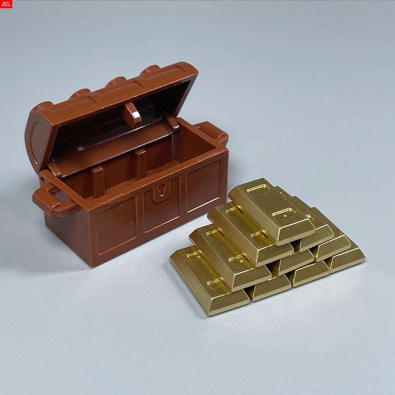 Non-Toxic Moc Bricks Utensil Ingot Bar Dollar Coin Money Gold Silver Painted Gold Gem Treasure Box 99563 Building Blocks Children'S Toys