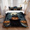 3pcs Cat, Jack-o'-Lantern Duvet Cover Set - Includes 1 Duvet Cover and 2 Pillowcases, No Quilt Core, All-Season Home Decor Yy251111007