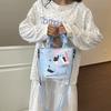 New Shoulder Messenger Bag Style Cute Cartoon Canvas Bag Women's Large-capacity Commuter Bucket Bag