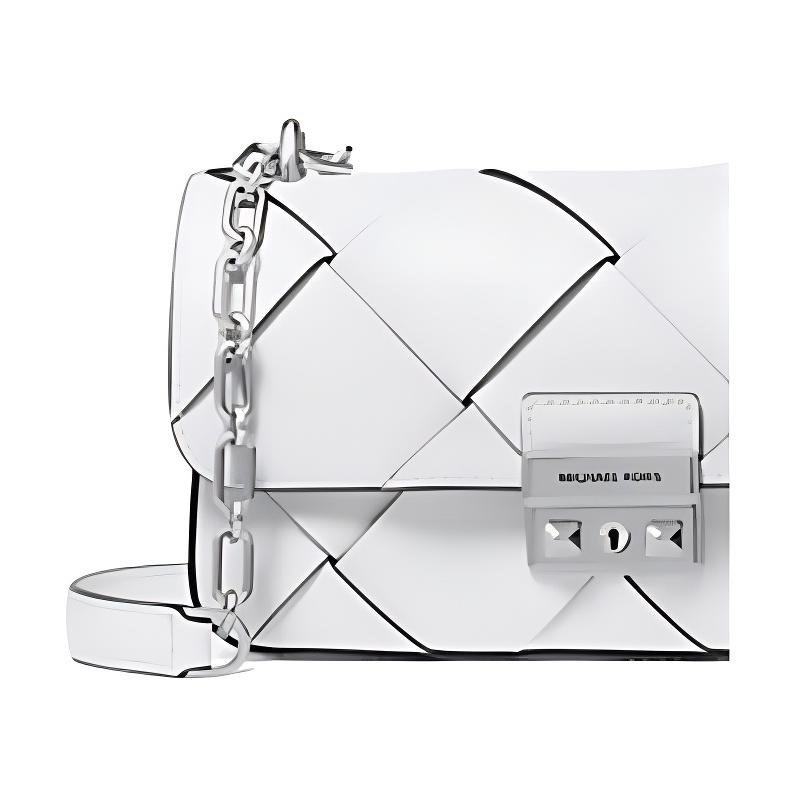 Michael Kors Tribeca Braided Silver Hardware Leather Crossbody Shoulder Bag Regular Women's Optical White