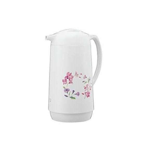 Zojirushi Glass Hand Pot 1.0L Vacuum Insulated Structure Heat Retention Cold Table Twist Open Close Screw Cap Handle Lease Flower AG-KE10-FW