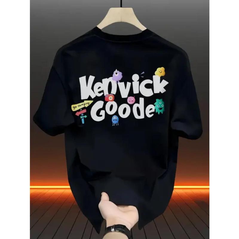 Mens retro 80s vintage pattern Tshirt with short sleeved top printed with Kenii Goode and Wreing Crew cartoon patterns S