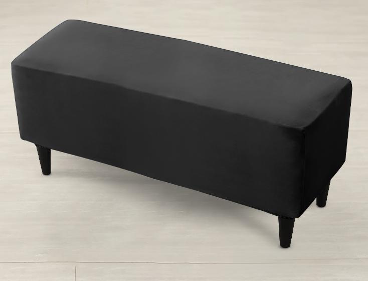 Cover For Double Bench, Footrest Pouf, Velvet, Black