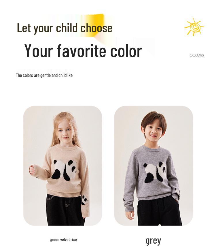 Kinder-Rollkragen-Kaschmirpullover mit Panda-Design für Herbst & Winter