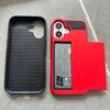 For iPhone 16 Case with Sliding Card Holder PC+TPU Phone Back Cover