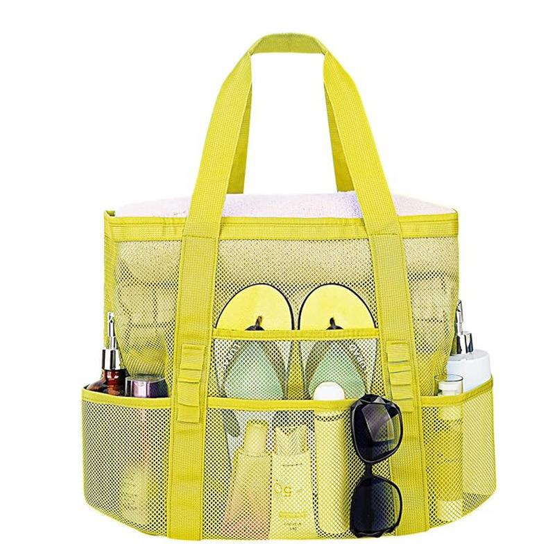 Borsa da Spiaggia in Rete Multicolore con Tasche Multiple - Ideale per Costumi da Bagno e Essenziali da Viaggio