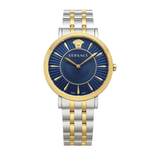 

Versace V-Eternal Watch, 37mm, Blue Dial, Sapphire Crystal, Quartz Movement, Swiss Made, VEJL00522, Silver