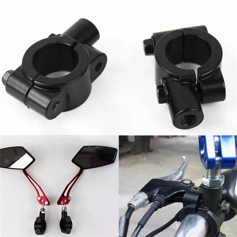 Motorcycle Rearview Handlebar Mirror Mount Holder Adapter Clamp Base 8mm 10mm 7/8" Black Aluminum Universal Motorcycle Tool