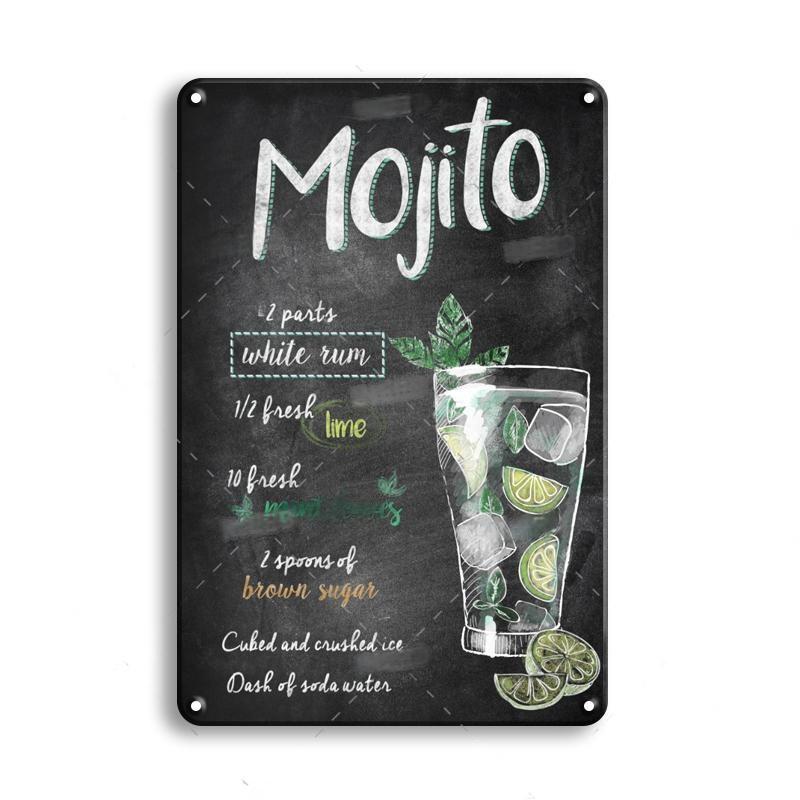 Vintage Metal Tin Sign Decorations Gin & Tonic Cocktail Plate Decorative Poster Plaque Bar Kitchen Home Wall Decor 8 X 12 Inch