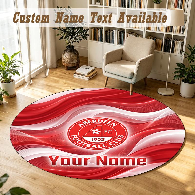 Round Rug Custom NameAberdeen FC Pattern Non Slip Carpet Home Floor Decor