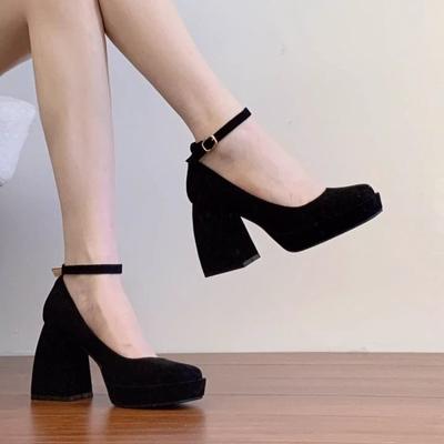 Fashion Pink Platform Pumps Shoes for Women High Heels Buckle Strap Mary Jane Shoes Female Party Goth Chunky Heels Shoes Ladies 2024